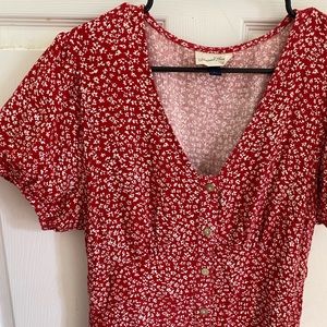 Red Floral Midi Dress